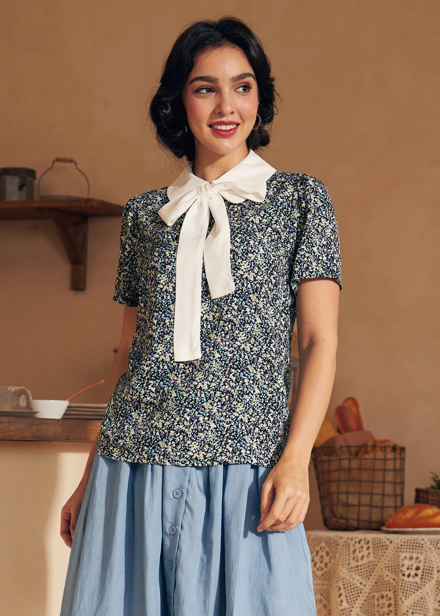 Positive First Impressions Tie-Neck Blouse - Olabens