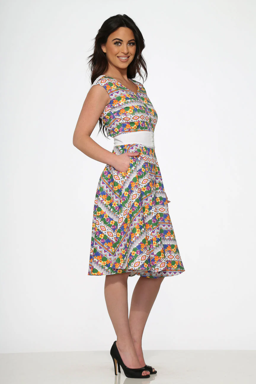 Purple Floral Swing Dress - Olabens