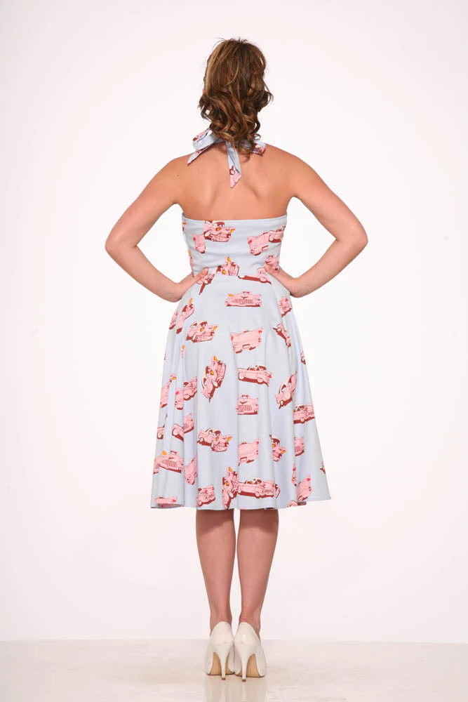 4111 Car Hop Halter Swing Dress - Olabens