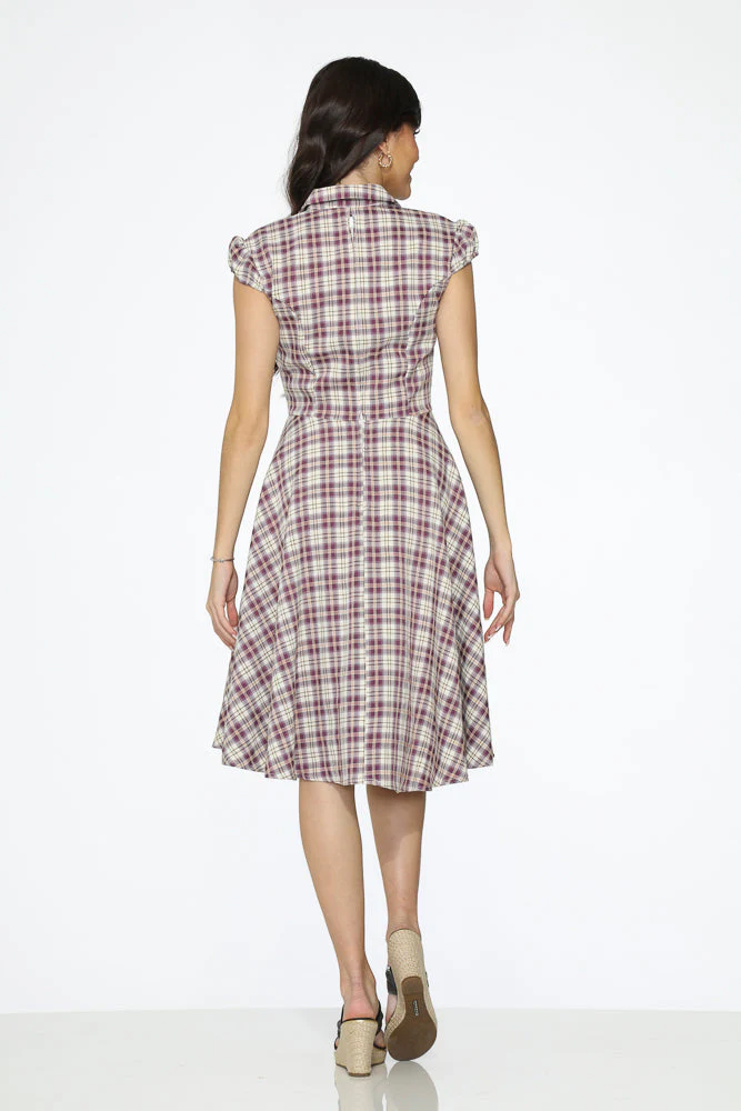 Purple Plaid Swing Dress - Olabens
