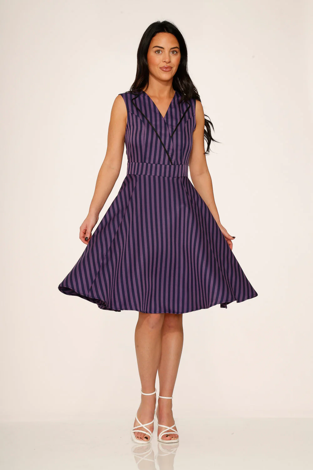 Black & Purple Stripe Swing Dress - Olabens
