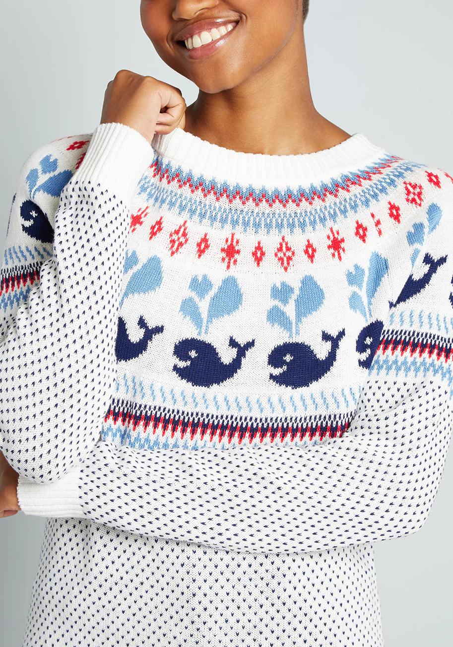 Sailing With Whales Fair Isle Sweater - Olabens