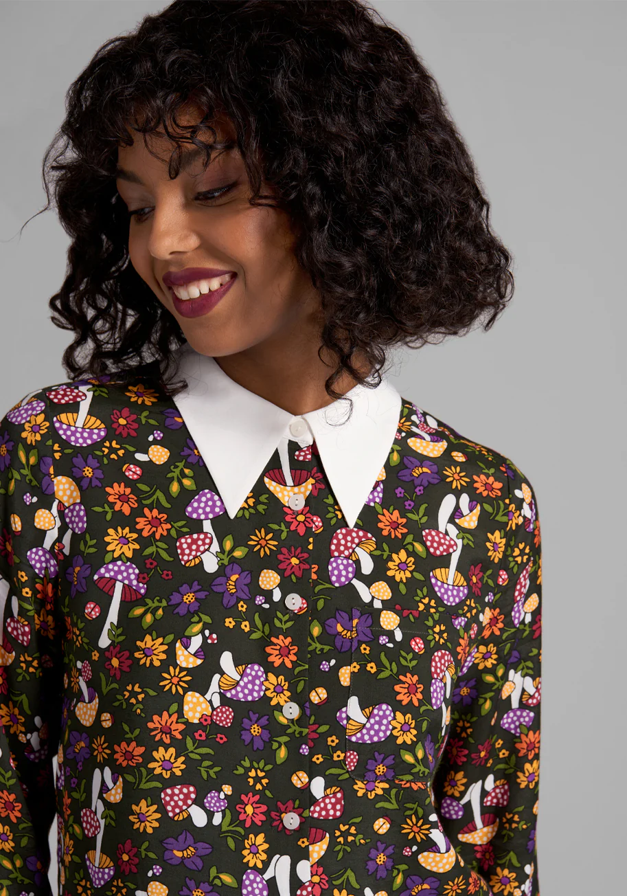 Point In Time Button-Up Top - Olabens