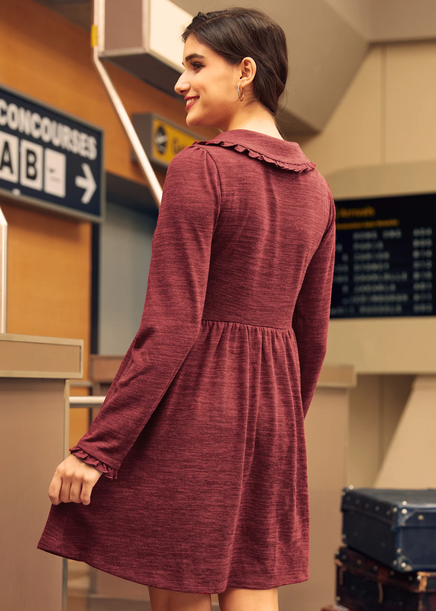 Touched by Time Ruffle Accent Dress - Olabens