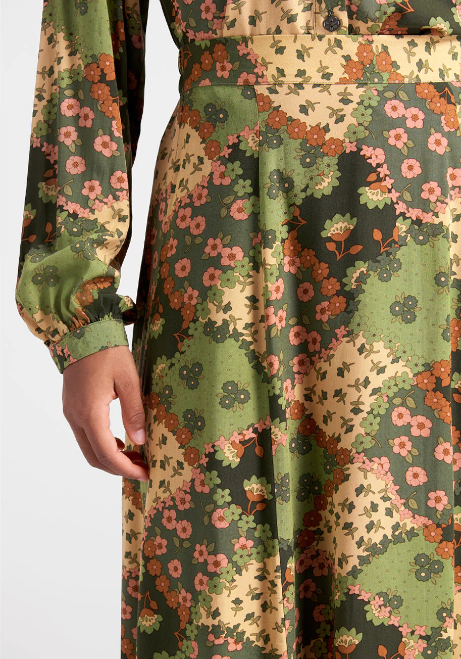 Garden Plot Twist Midi Skirt - Olabens