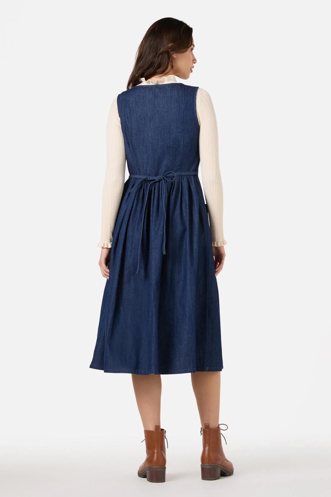 Rabbit Embroidered Denim Dress - Olabens