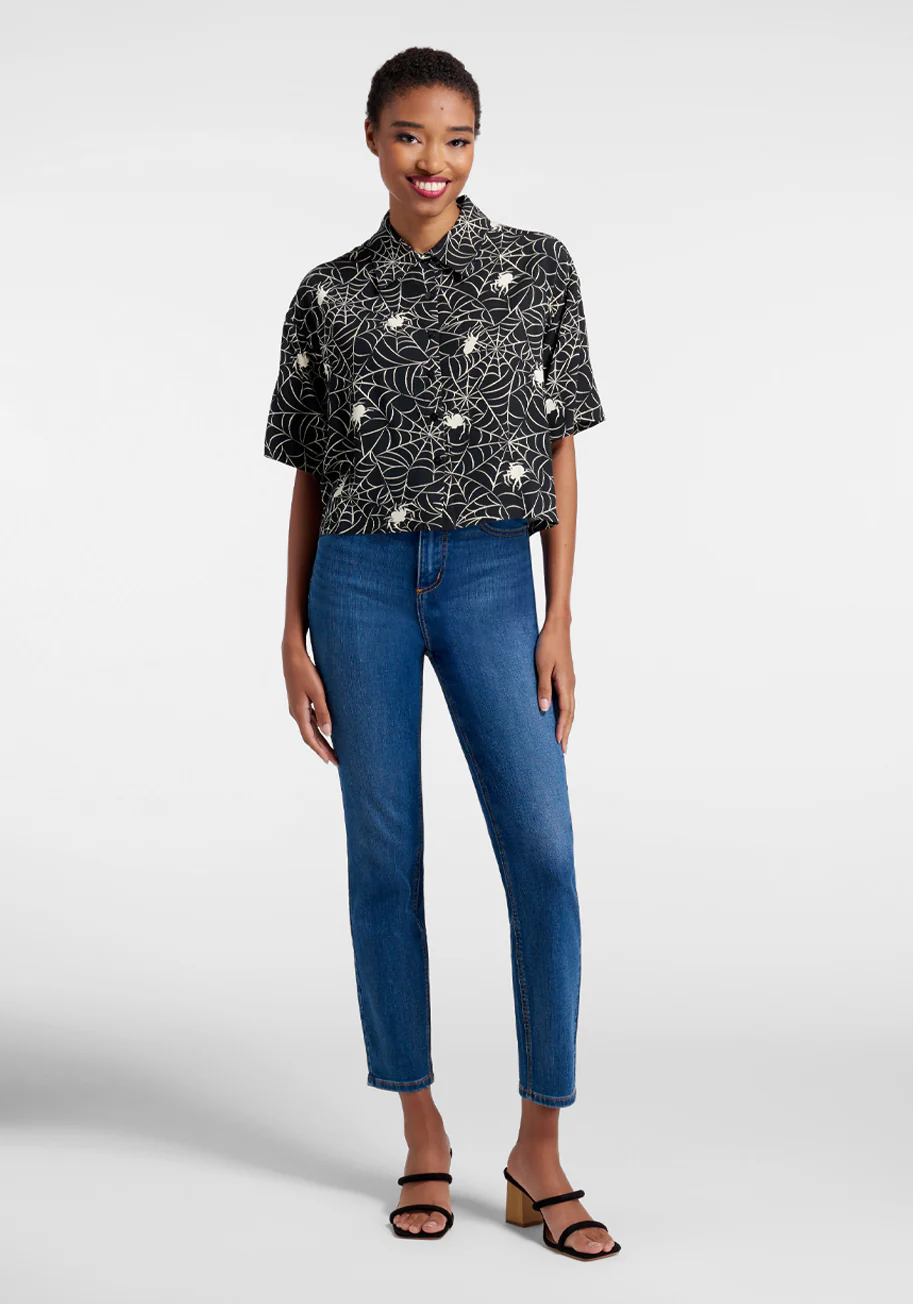 Web And Flow Button-Up Blouse - Olabens
