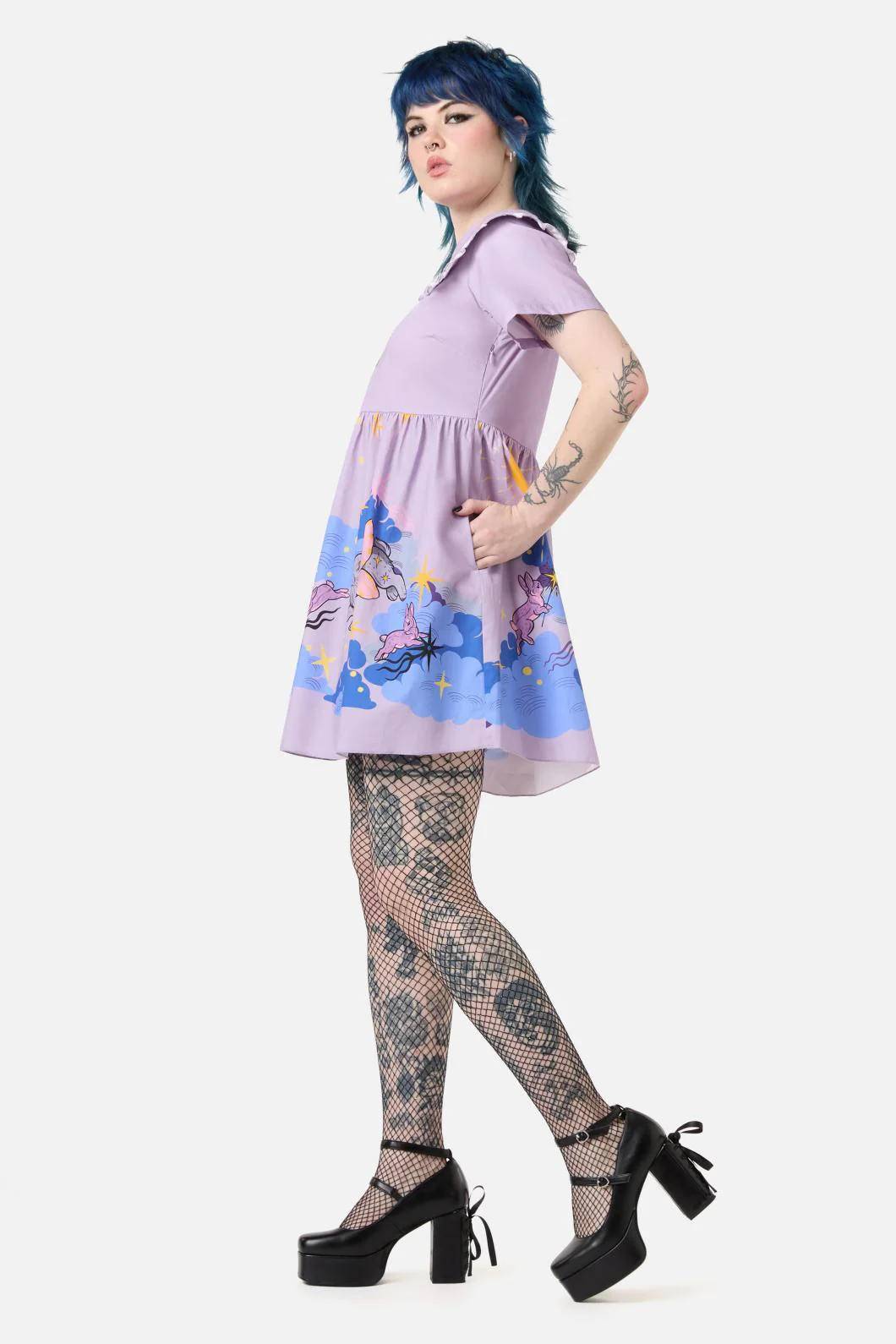 Goodnight Bunny Border Dress - Olabens