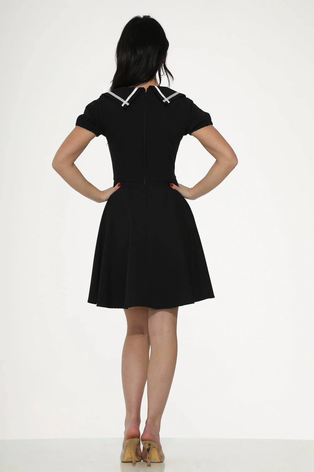 Black & White Trim Gothic Swing Dress - Olabens