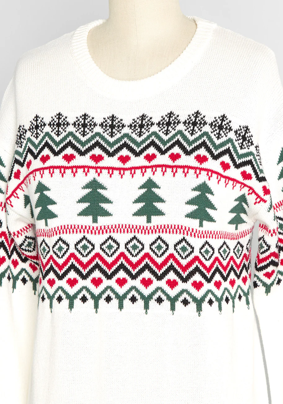 Evergreens and Snowbanks Fair Isle Sweater - Olabens