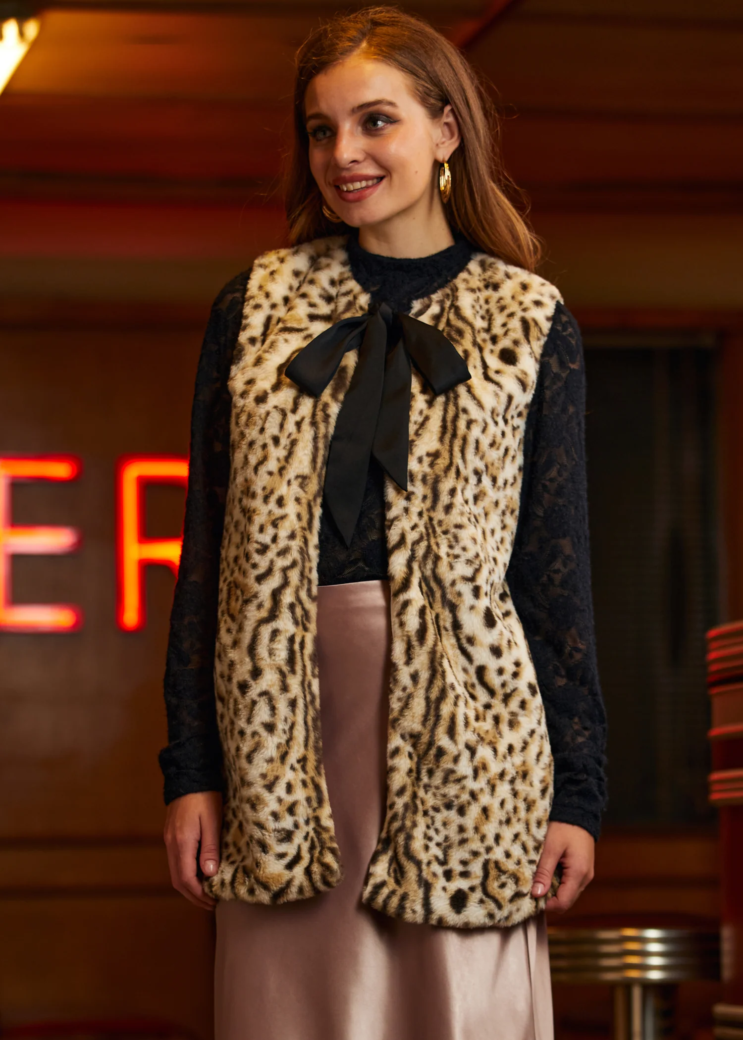 Best of Both Worlds Bow Front Fur Vest - Olabens