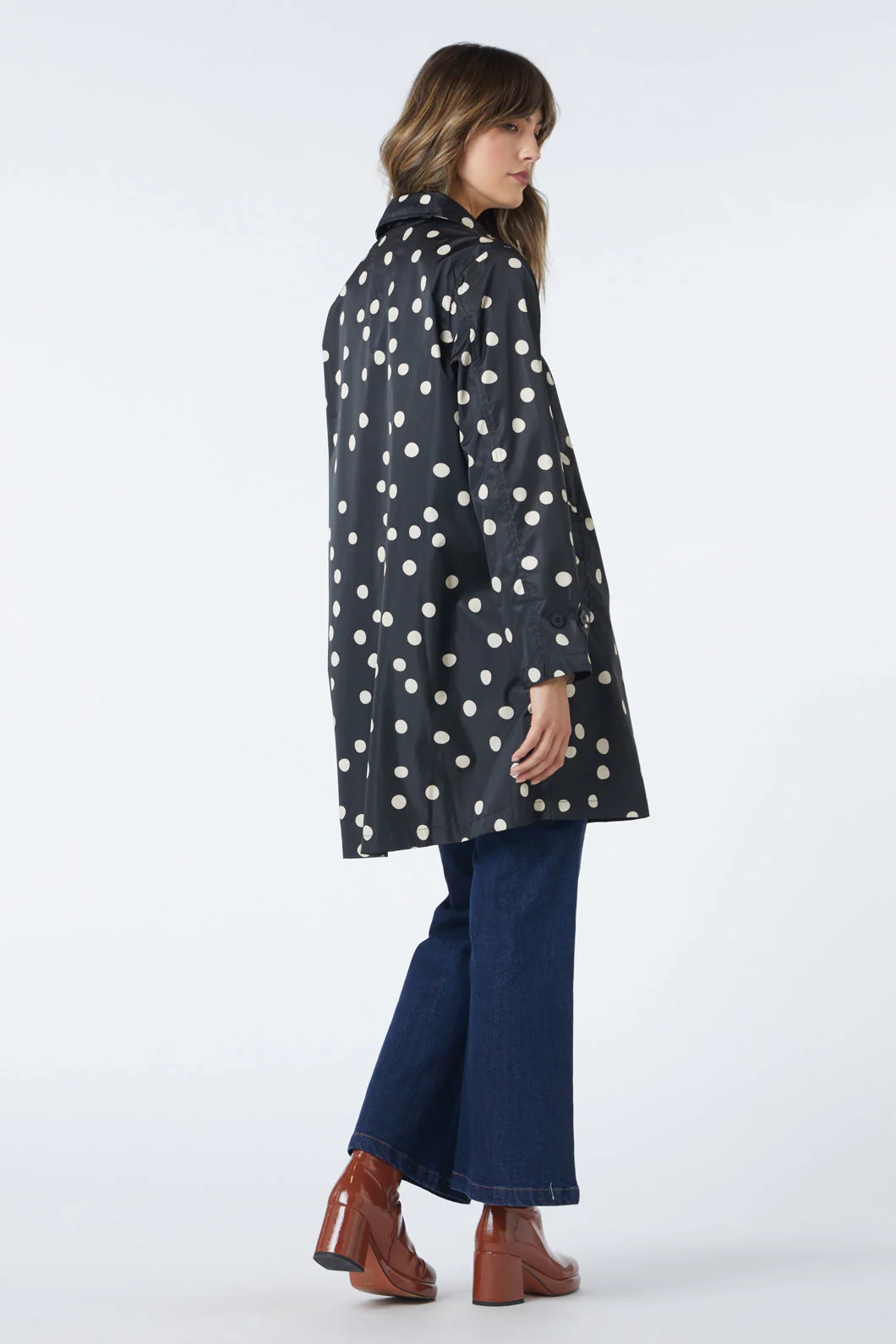 Georgie Spot Collared Raincoat - Olabens