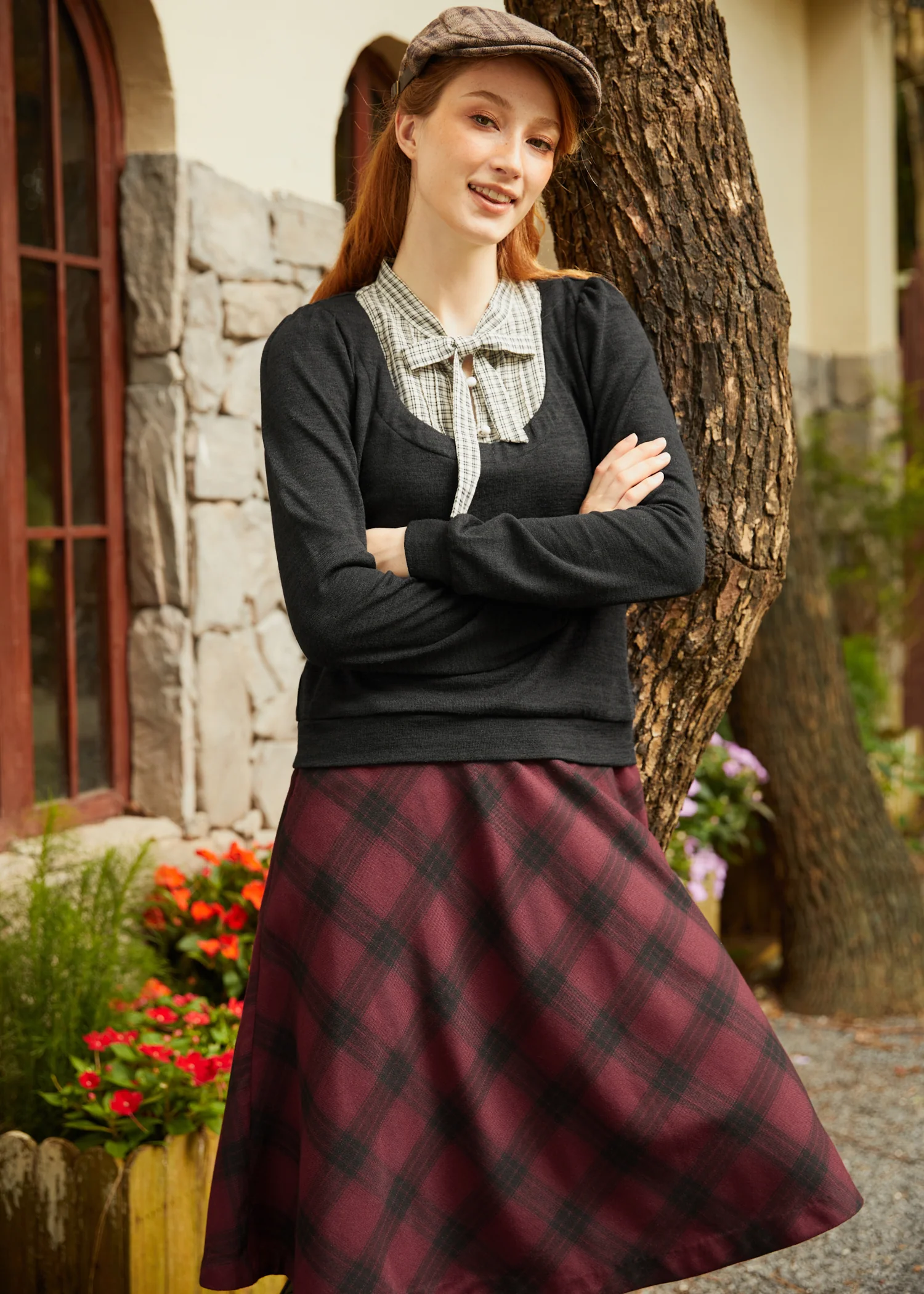 Flow & Function Tie Neck Long Sleeve Top - Olabens