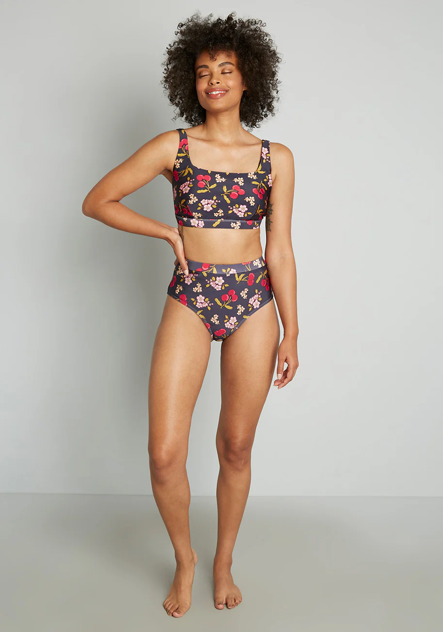 Cherry On Your Savored Sun High-Waisted Bikini Bottoms - Olabens