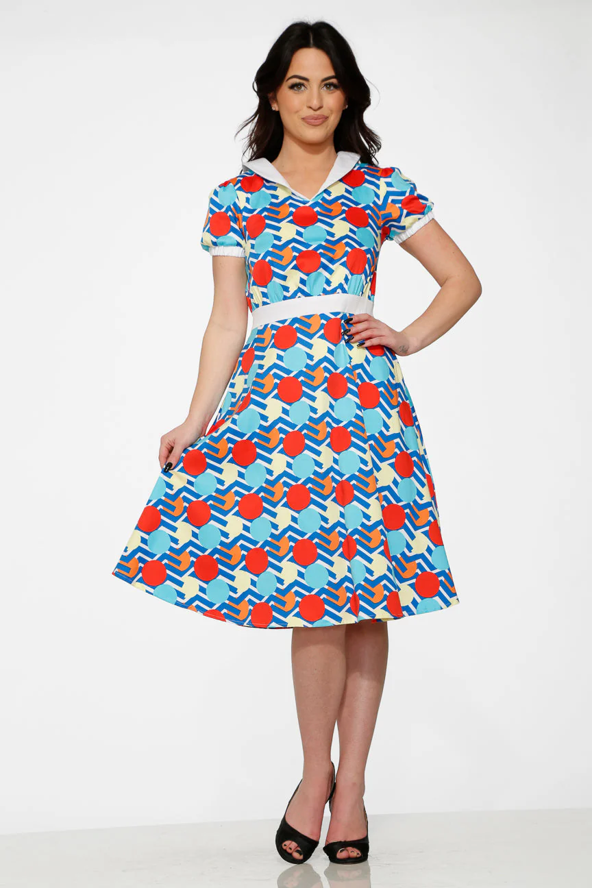Stripe Red Dot Swing Dress - Olabens