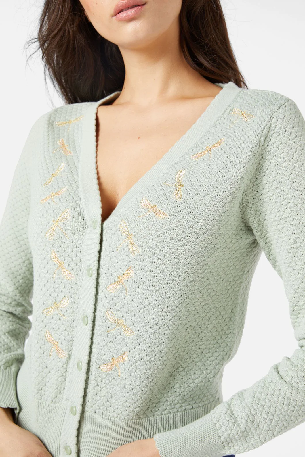 Dragonfly Embroidered Cardigan - Olabens