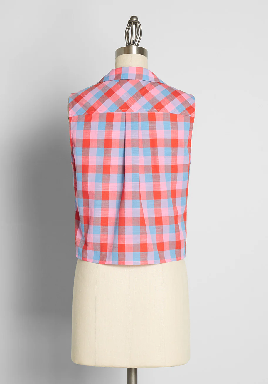 Isnyt x Barbie Countryside Plaid Tie-Front Shirt - Olabens