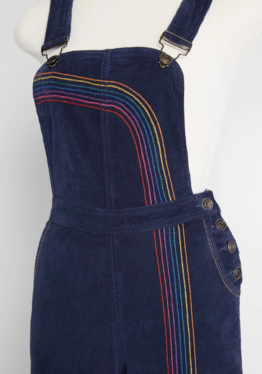Rainbow With Me Corduroy Overalls - Olabens