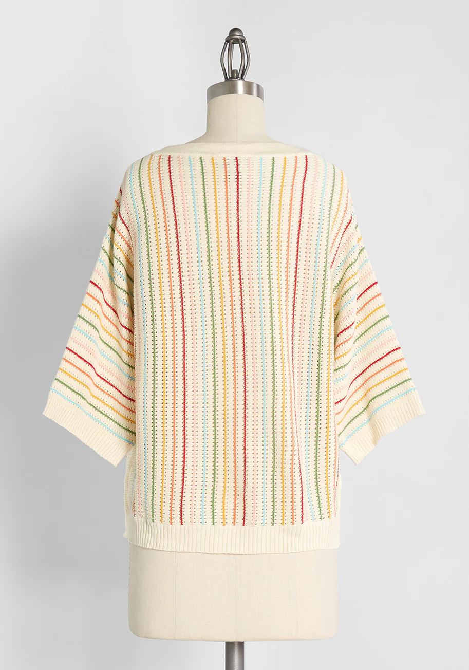 Close Knit In Rainbows Crochet Sweater Rainbow Stripe - Olabens