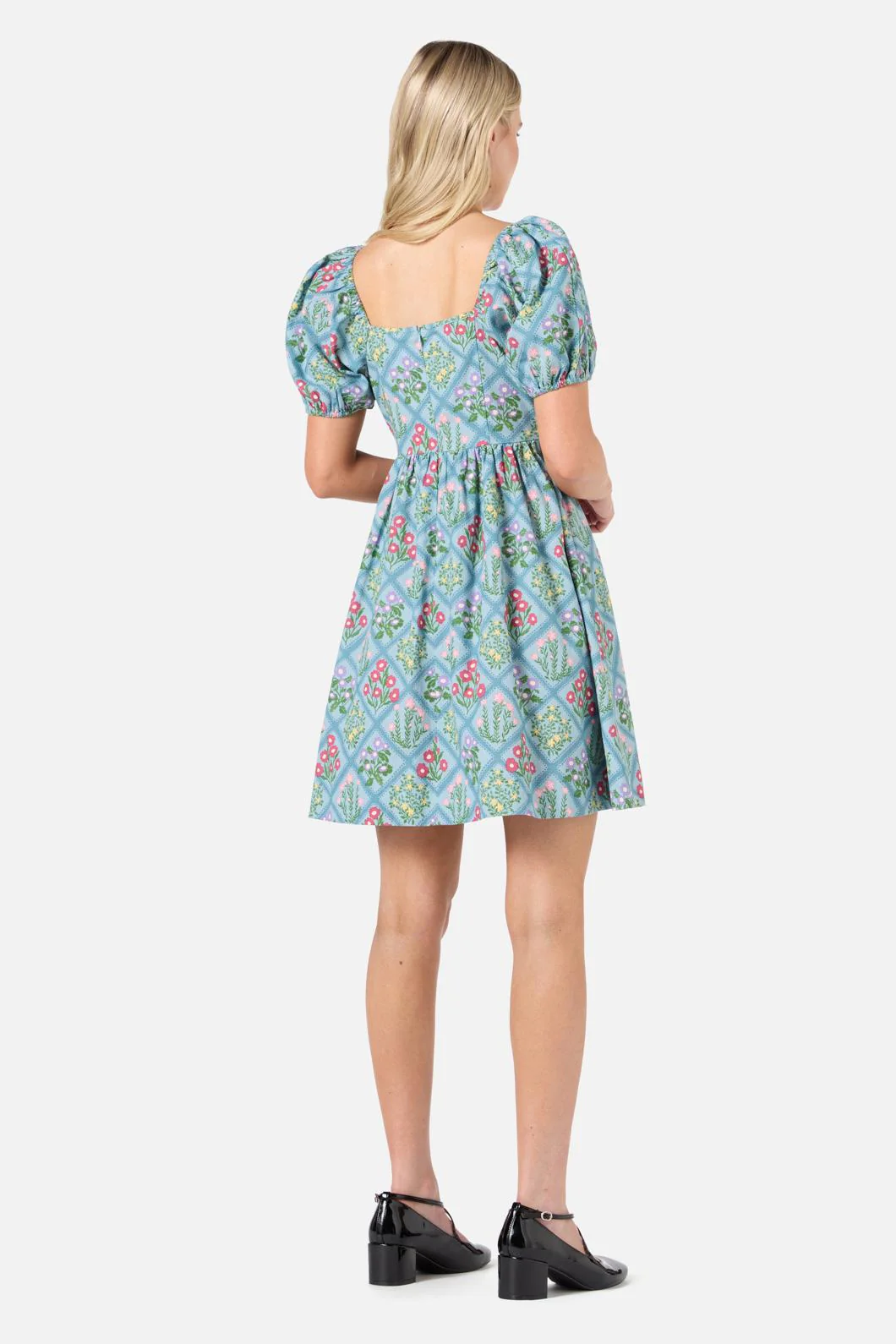 Lattice Floral Mini Dress - Olabens