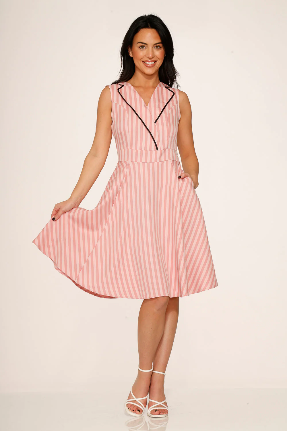 Pink Stripe Swing Dress - Olabens