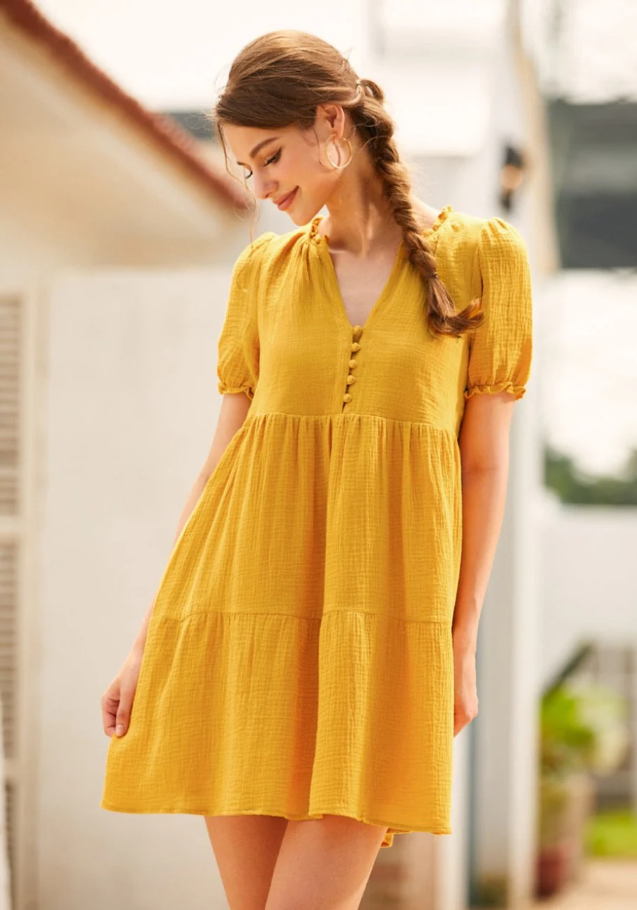 Sunshine Serenade Babydoll Dress - Olabens