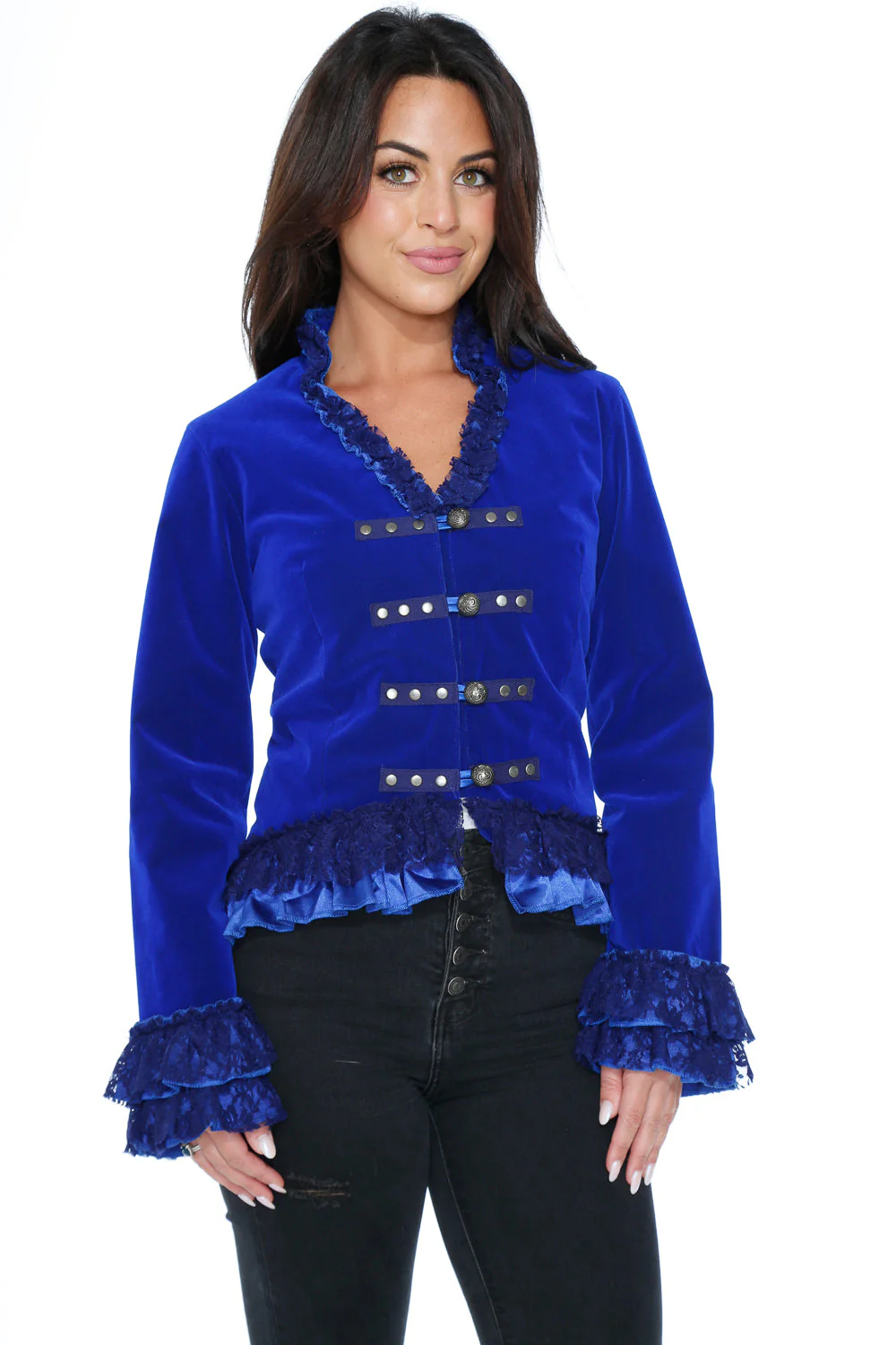 Blue Velvet Gloria Tailed Jacket - Olabens