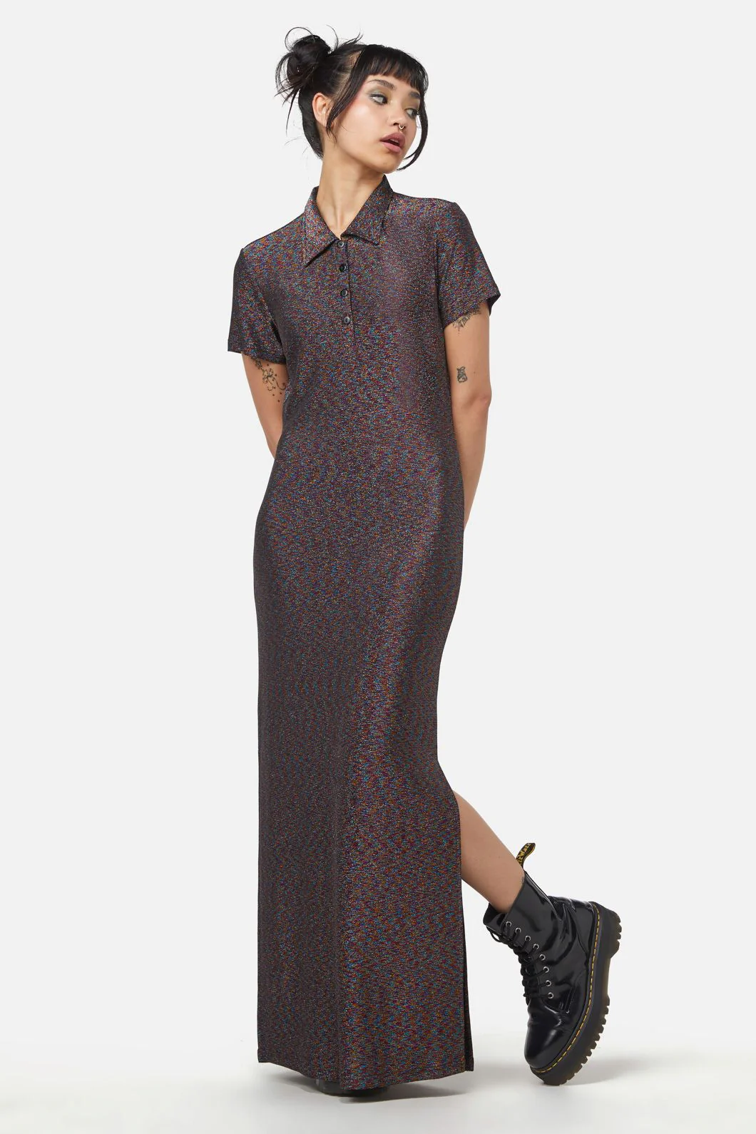 Glitter Mesh Midi Dress - Olabens