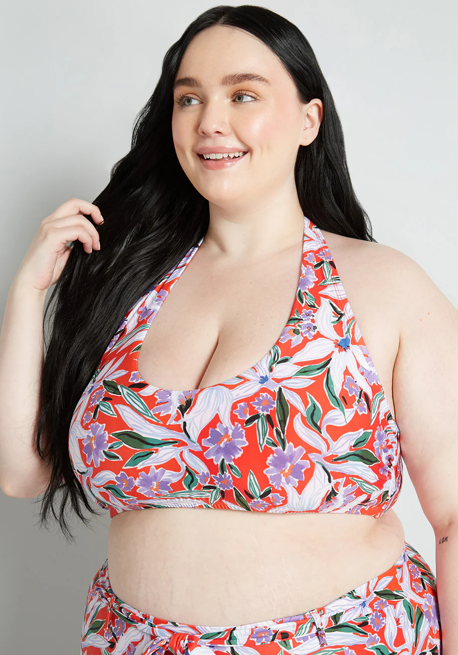 Allison Halter Bikini Top in Floral - Olabens
