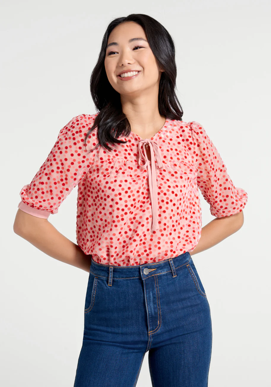 Confetti Confection Tie-Neck Blouse - Olabens