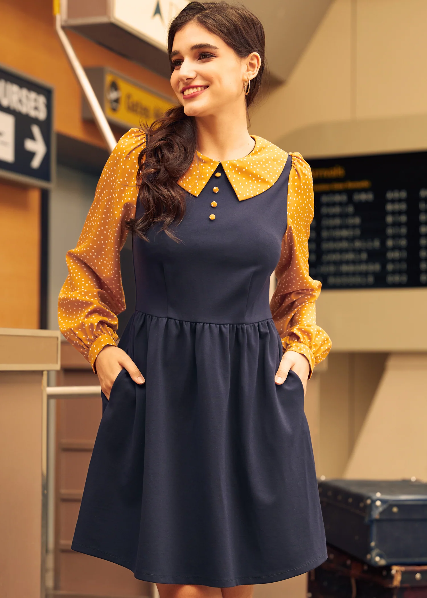 Doo-Wop Daydreamer Contrast Dress - Olabens