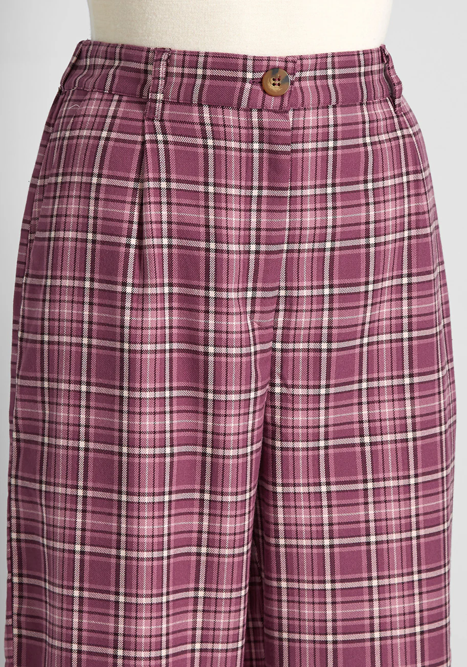 Feeling Classic Plaid Pants - Olabens