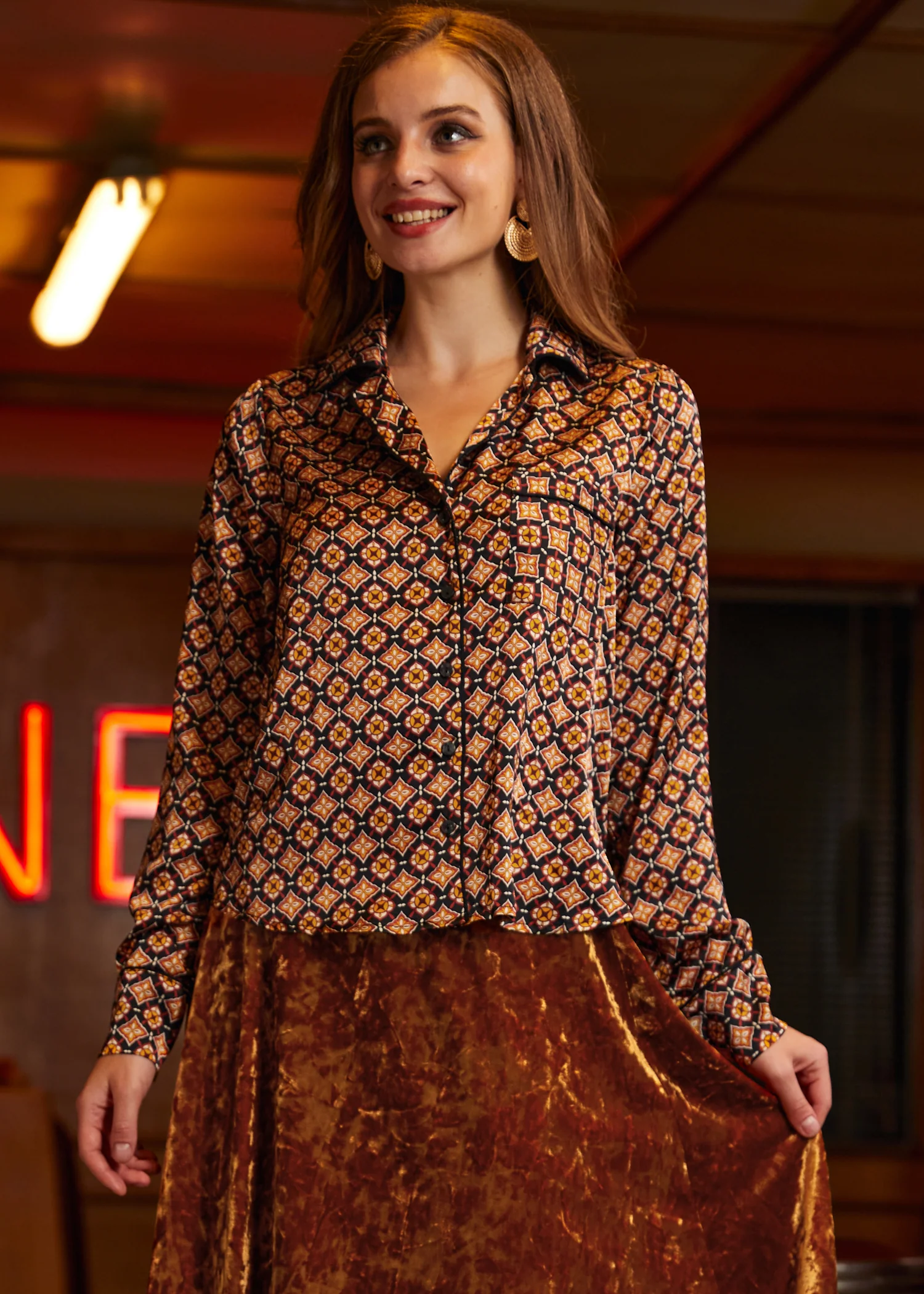 Playful Past Long Sleeve Blouse - Olabens