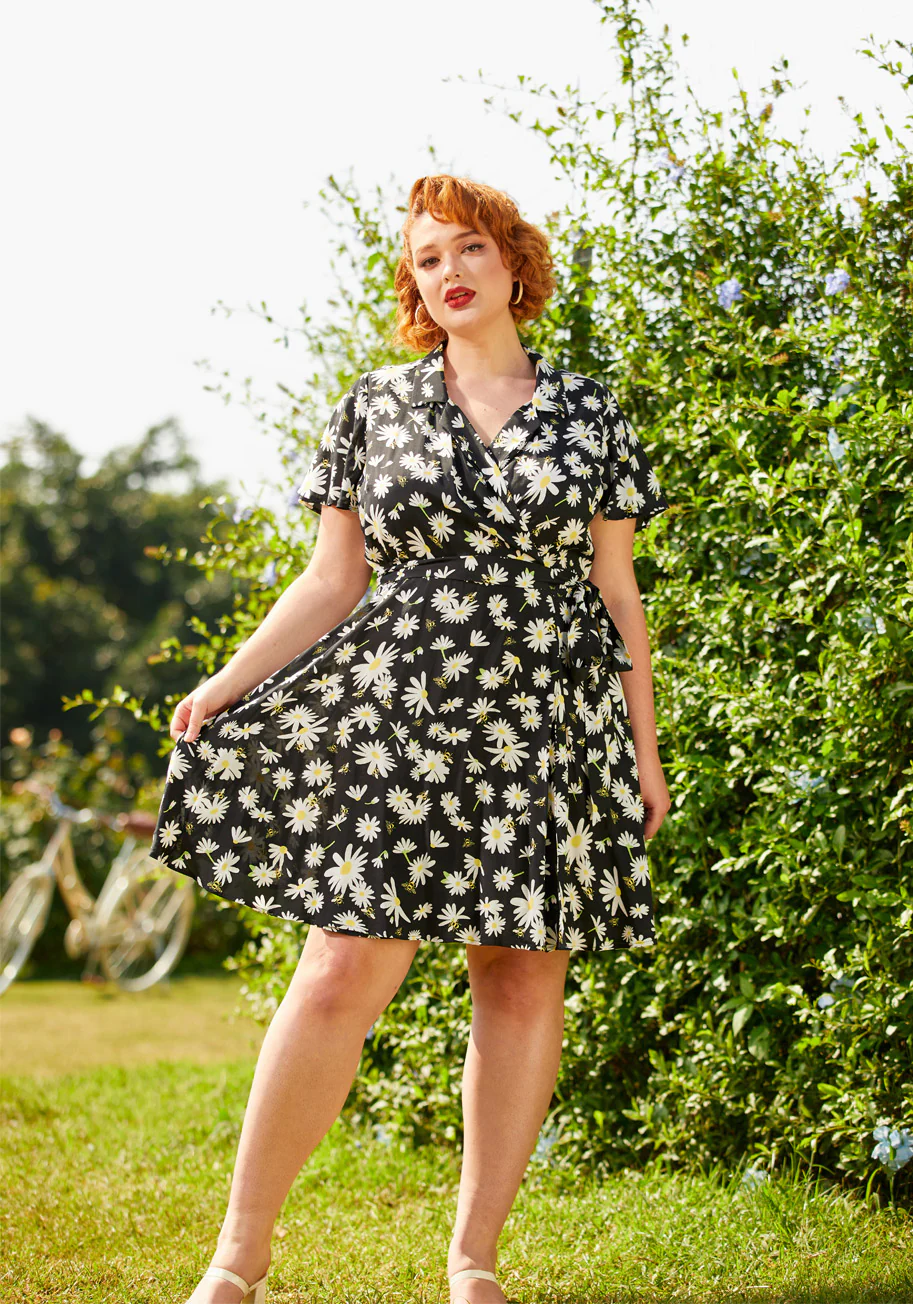 Just Wandering Camp Collar Wrap Dress - Olabens
