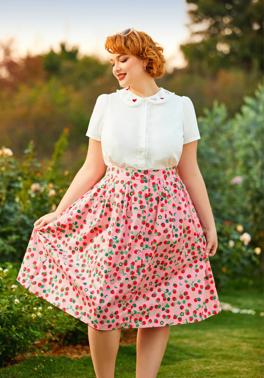 Berries & Blossoms A-Line Skirt - Olabens