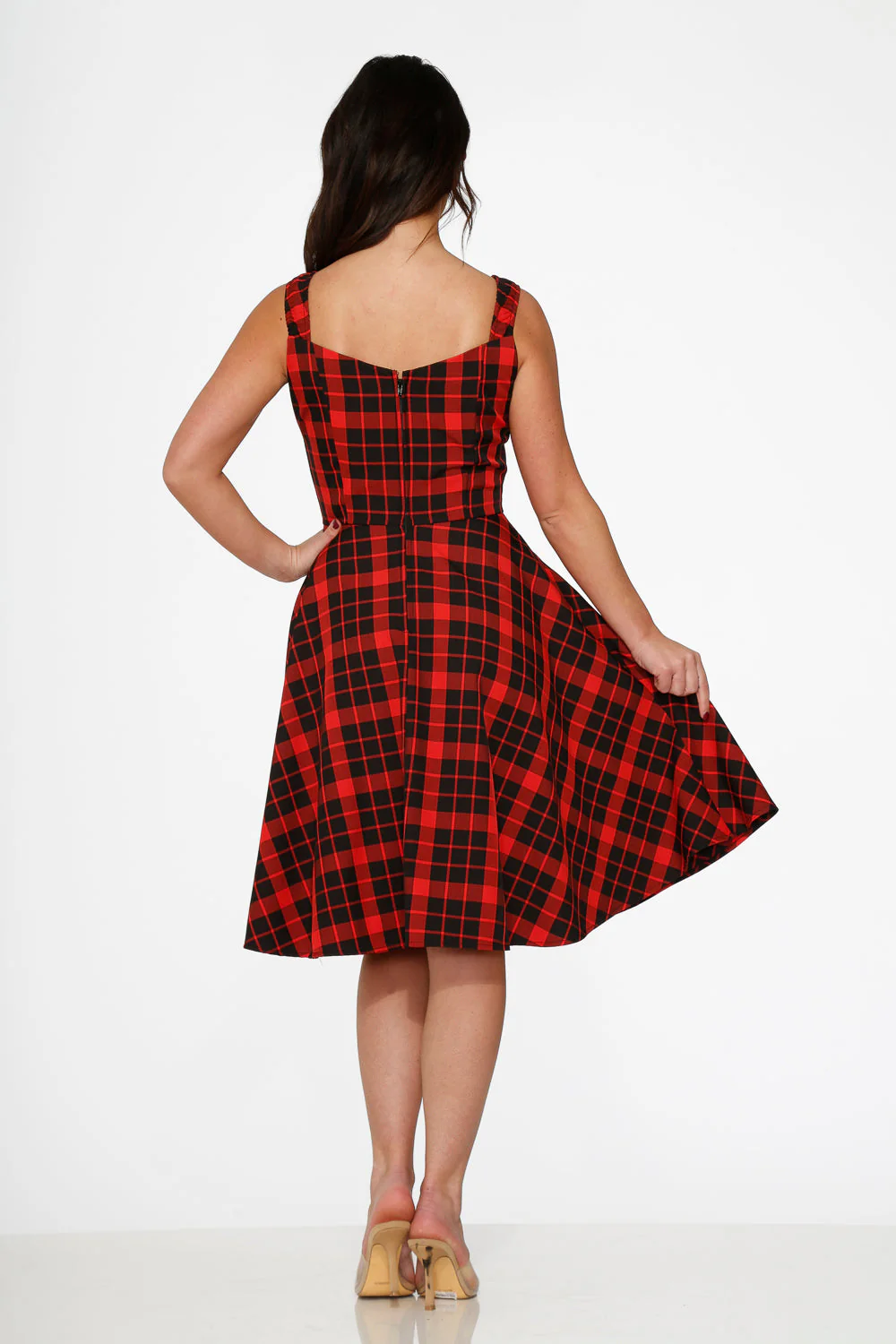 Red Plaid Swing Dress - Olabens