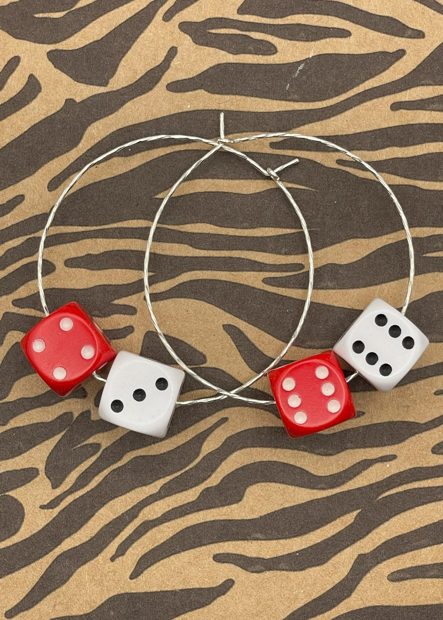 Sterling Silver Dice Hoop Earrings - Olabens