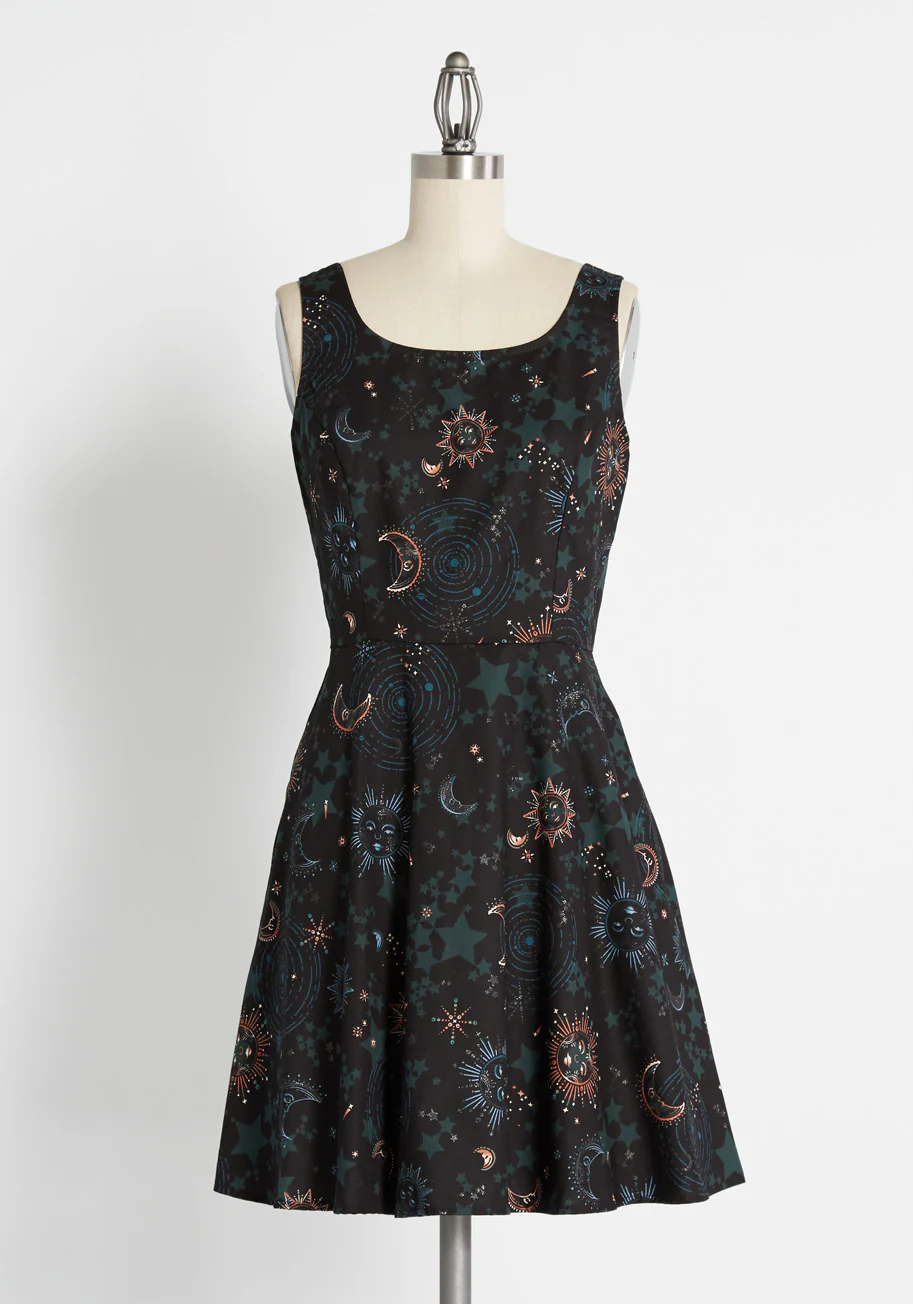 Celestial Swirl Skater Dress - Olabens