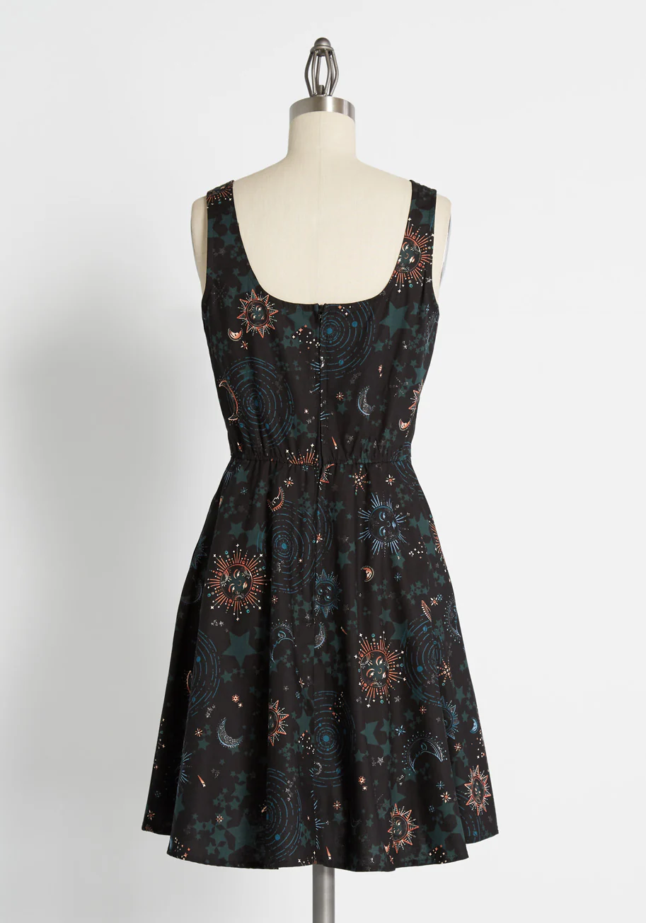 Celestial Swirl Skater Dress - Olabens