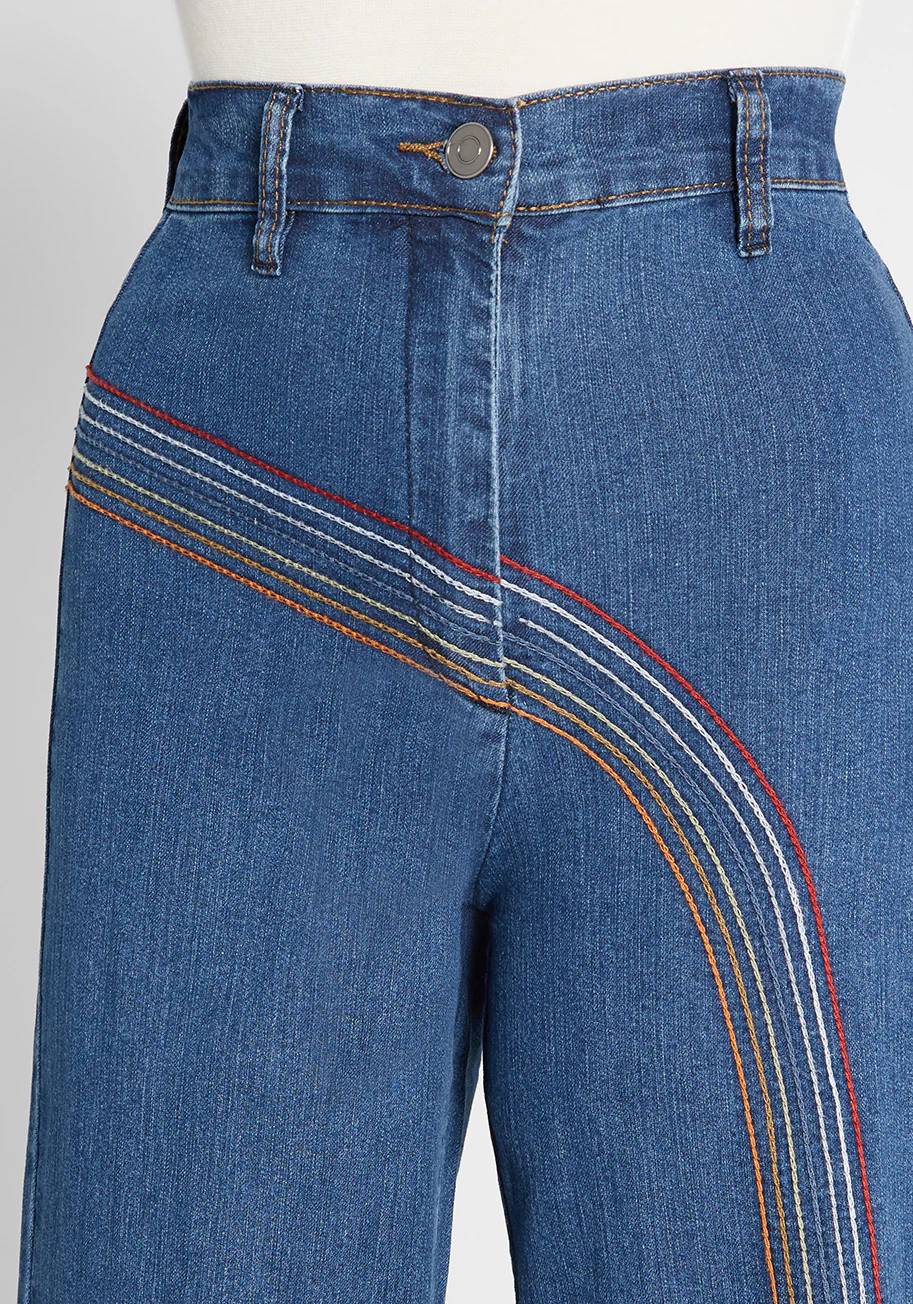 Rainbow With Me Wide-Leg Jeans - Olabens