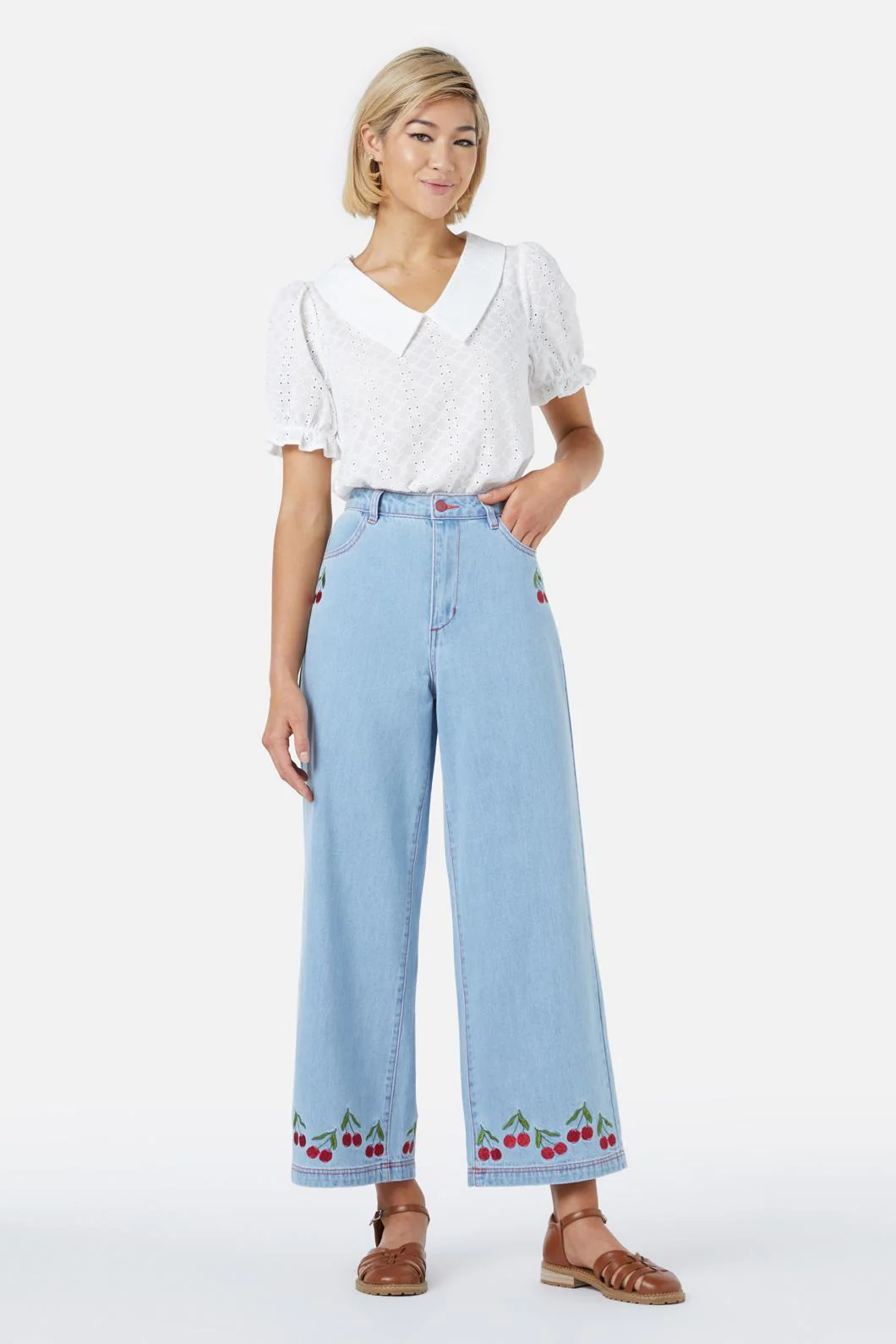 Cherry Embroidered Jean - Olabens