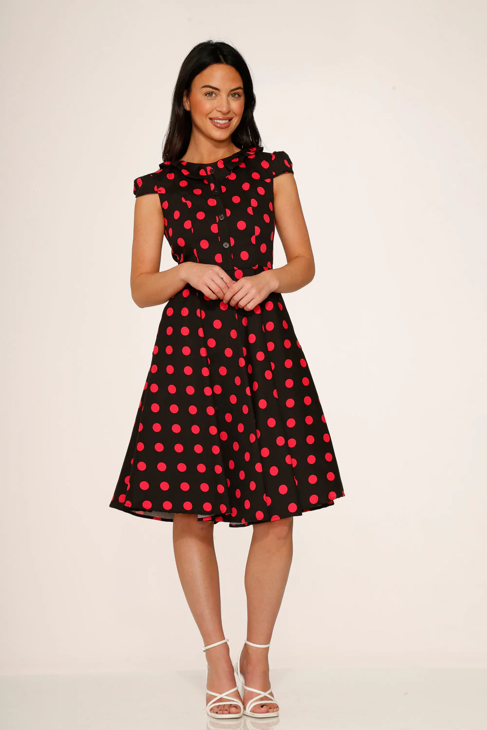 Black & Pink Polka Dot Swing Dress - Olabens