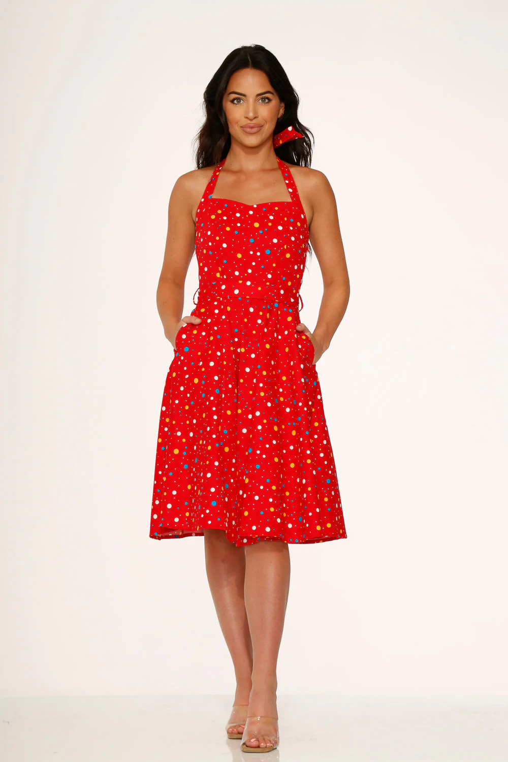 Red Candy Halter Swing Dress - Olabens