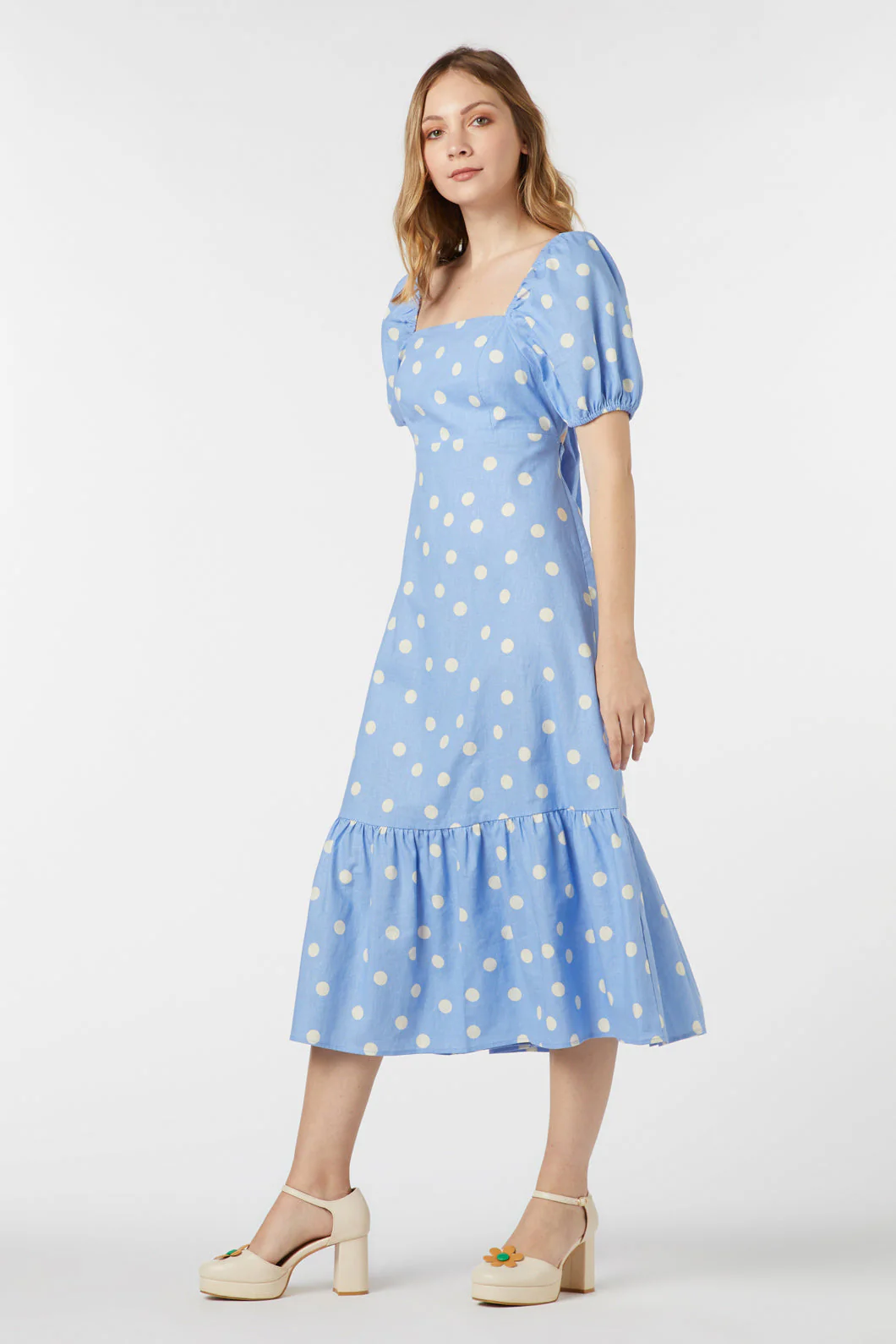 Lucy Polka Dot Midi Dress - Olabens