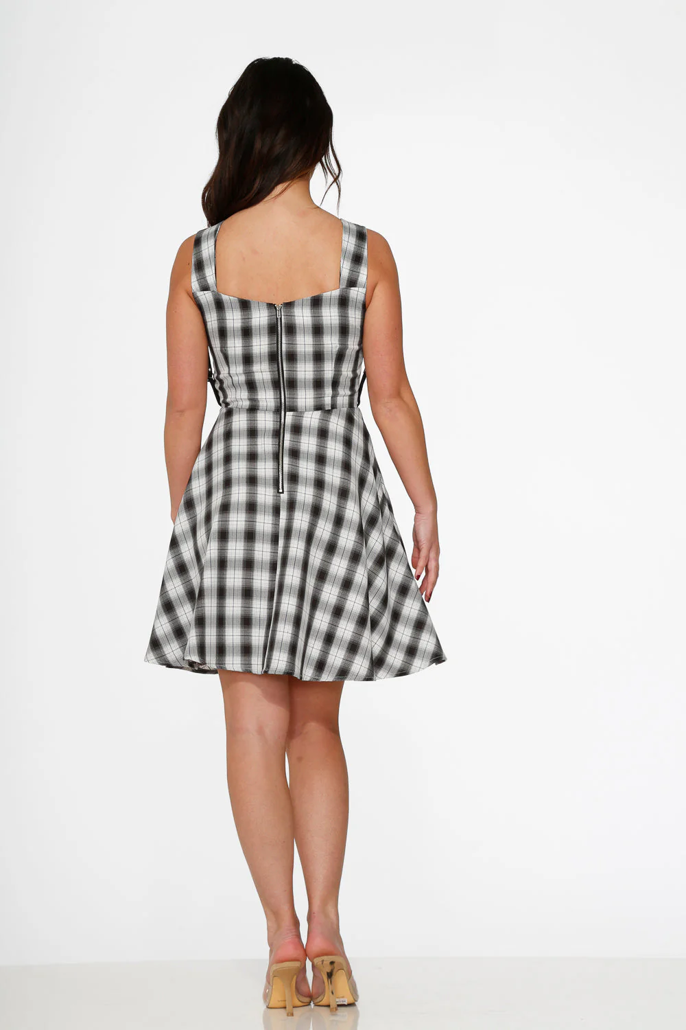 Black & White Plaid Swing Dress - Olabens
