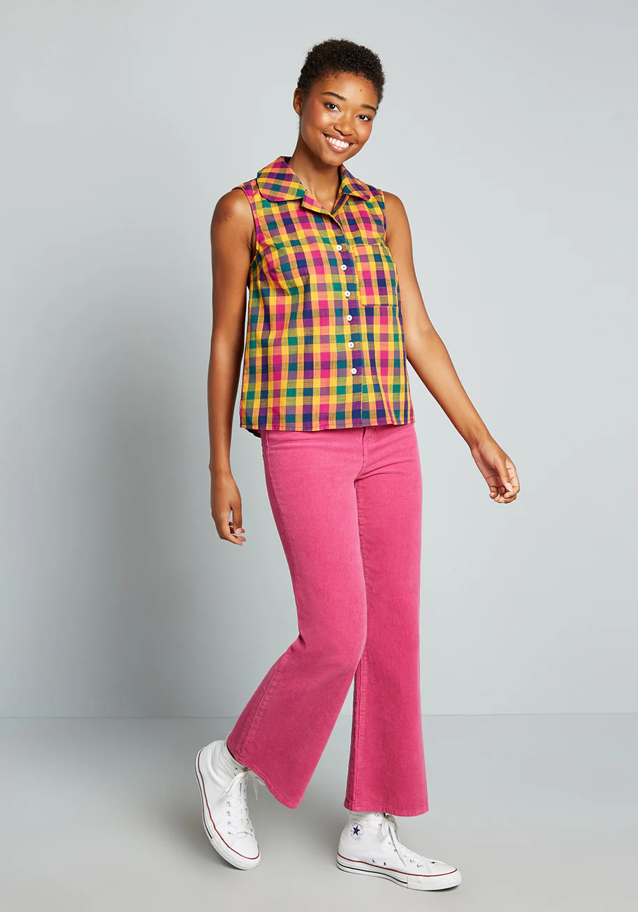 Campfire Cookout Sleeveless Button-Up Top - Olabens