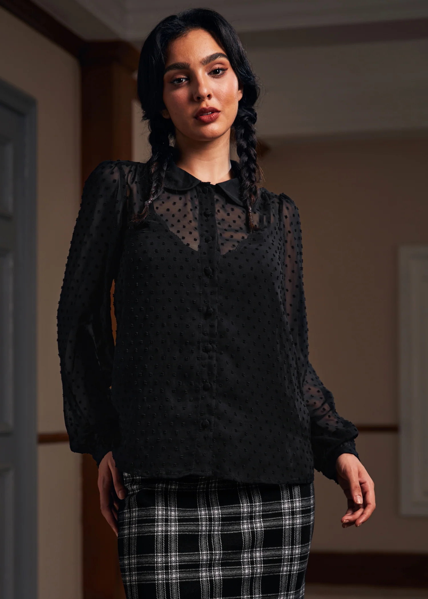 More Mulled Wine Collared Blouse - Olabens