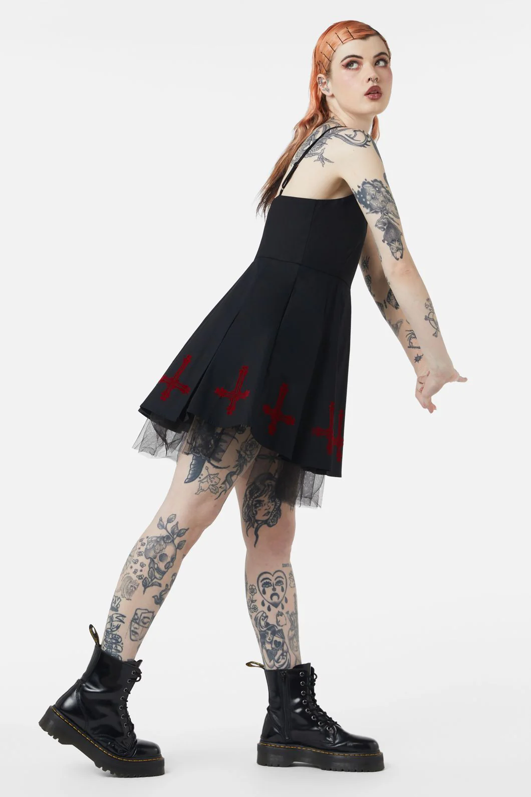 Hail Lilith Flocked Hem Bustier Dress - Olabens