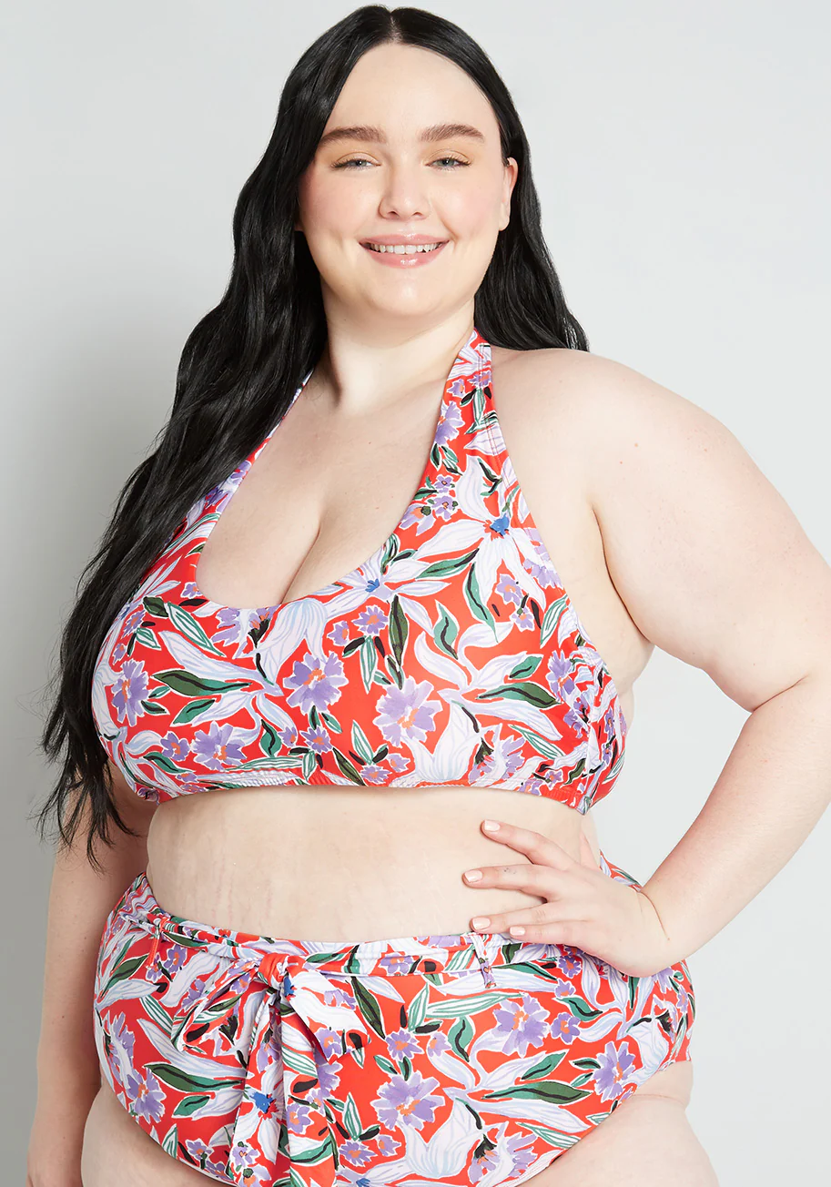 Allison Halter Bikini Top in Floral - Olabens