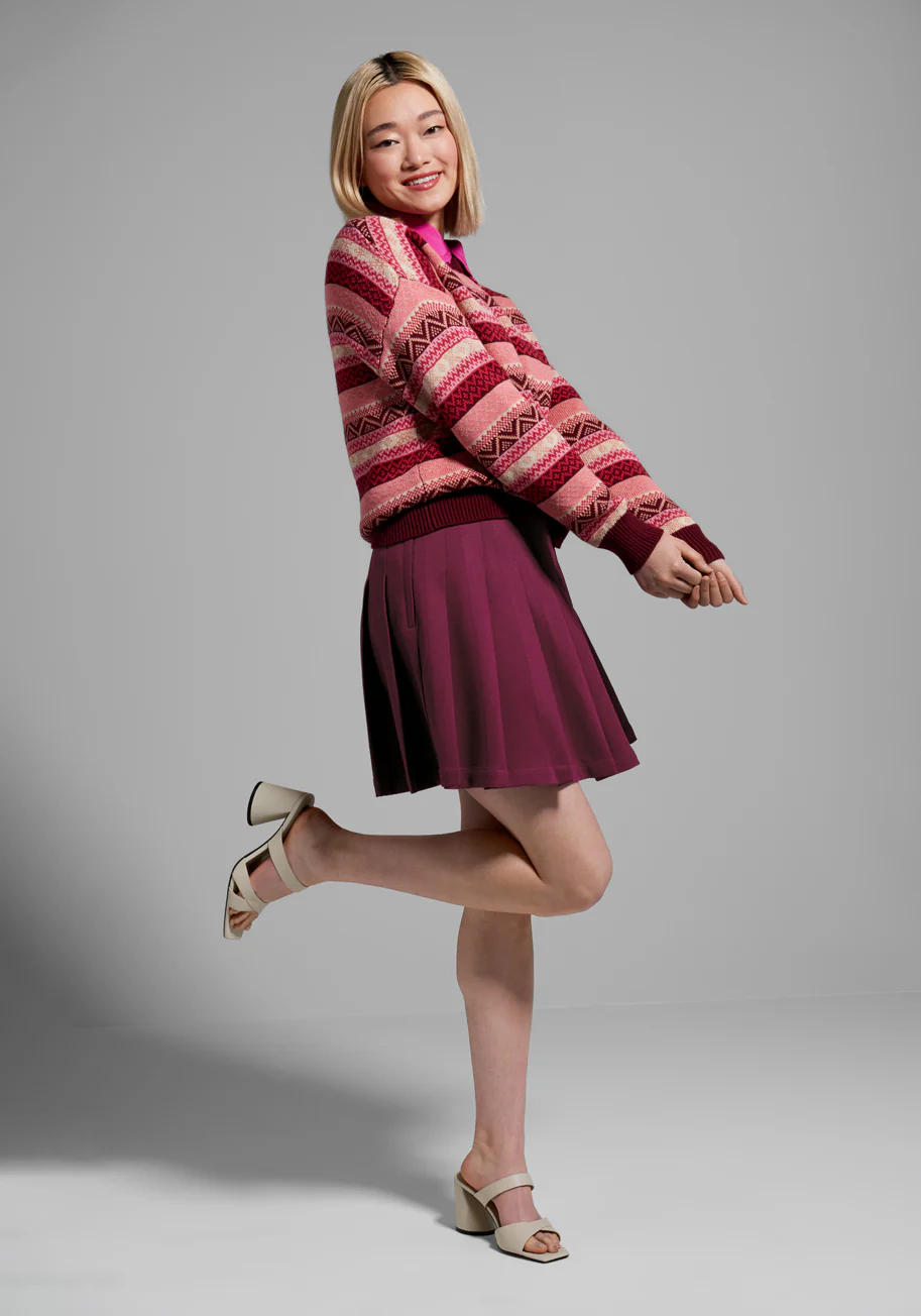 Staying Berry Cozy Fair Isle Sweater - Olabens